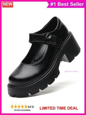 Platform Mary Jane Pumps Chunky Heel Round Toe Buckle Strap Work Shoes